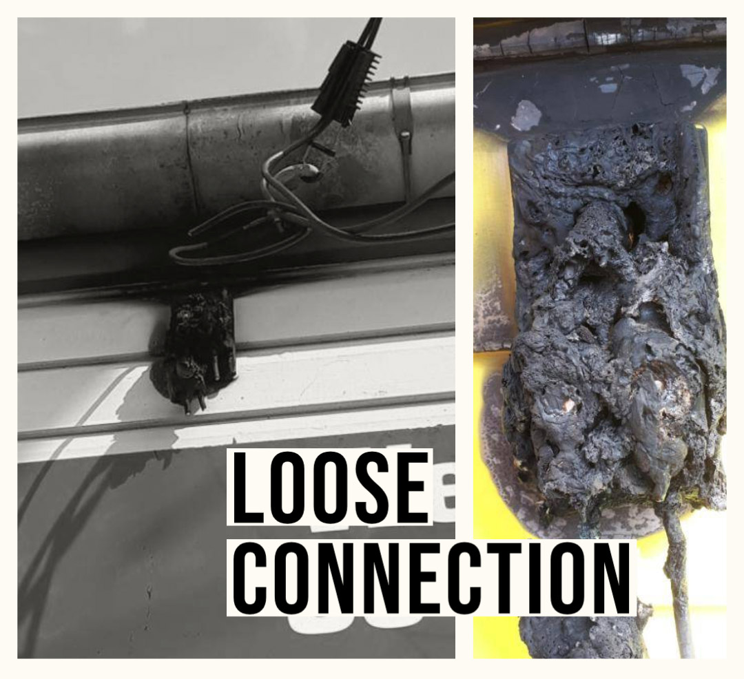 Damage caused by a loose connection